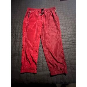 Love & Sports Women Red Satin‎ Track Pants Joggers Gold Logo LS337005 Size XXL